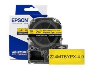 224MTBYPX-4.9 — Epson LabelWorks 24mm 1" x 4.9' Black on Yellow Magnet Tape