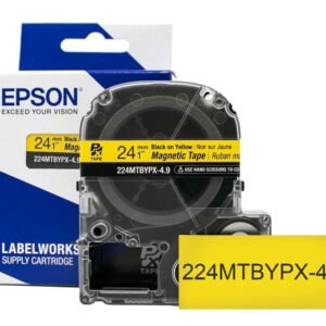 224MTBYPX-4.9 — Epson LabelWorks 24mm 1" x 4.9' Black on Yellow Magnet Tape