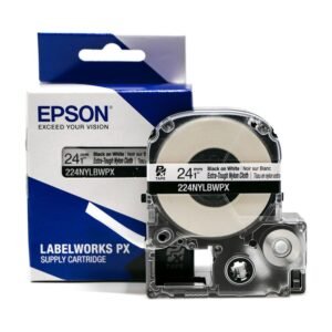 24MM 1" x 19' BLACK ON WHITE EXTRA-TOUGH NYLON TAPE
