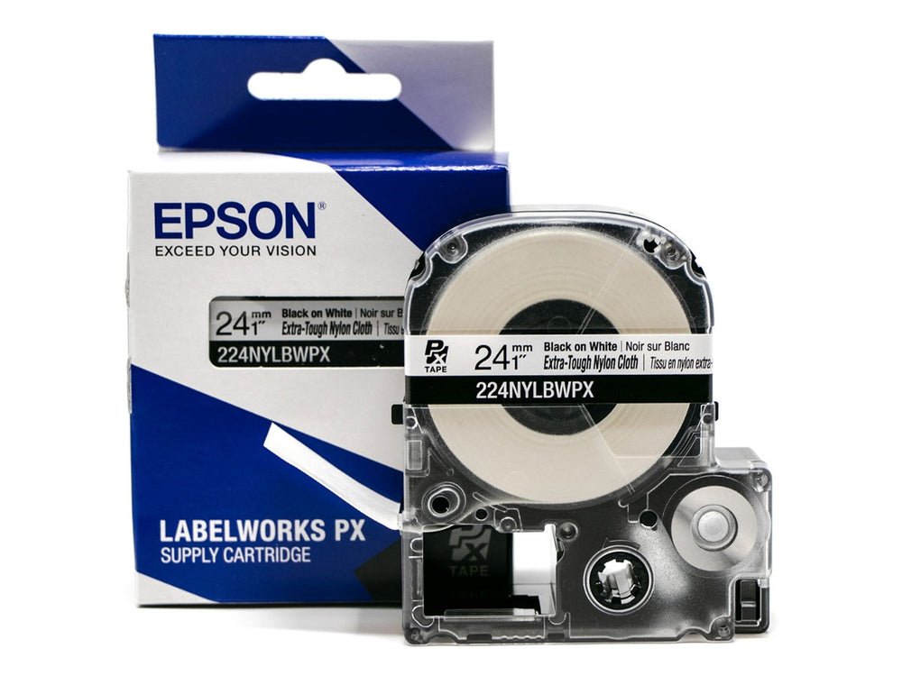 24MM 1" x 19' BLACK ON WHITE EXTRA-TOUGH NYLON TAPE