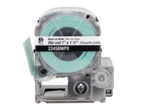 224SBWPX — Epson LabelWorks 24mm 1" x 1-1/2" Die-Cut Square PET Tape 140/Roll
