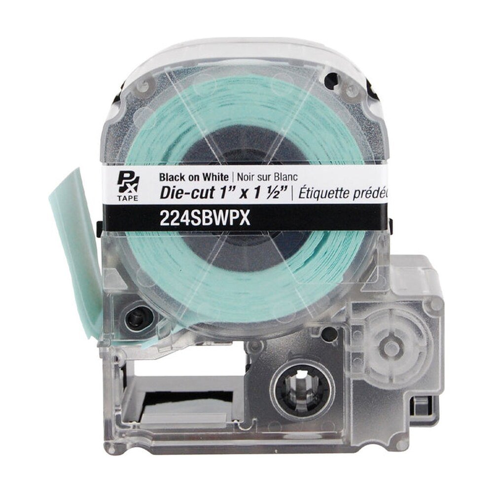 224SBWPX — Epson LabelWorks 24mm 1" x 1-1/2" Die-Cut Square PET Tape 140/Roll