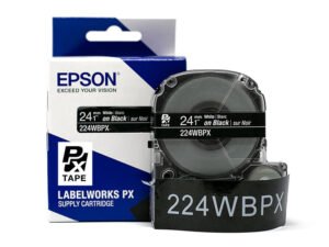 224WBPX — Epson LabelWorks 24mm 1" x 30' White on Black PET Tape