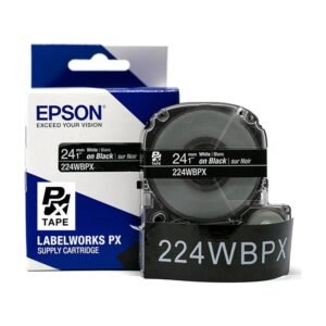 224WBPX — Epson LabelWorks 24mm 1" x 30' White on Black PET Tape