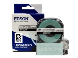 224WCPX — Epson LabelWorks 24mm 1" x 30' White on Clear PET Tape