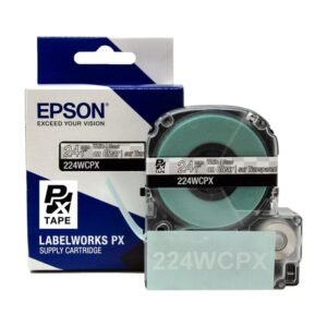 224WCPX — Epson LabelWorks 24mm 1" x 30' White on Clear PET Tape