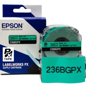 236BGPX — Epson LabelWorks 36mm 1-1/2" x 30' Black on Green PET Tape