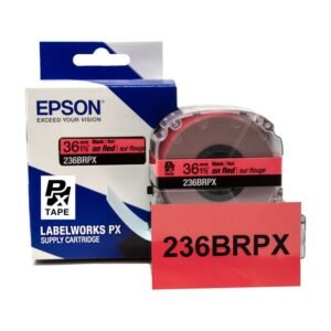 236BRPX — Epson LabelWorks 36mm 1-1/2" x 30' Black on Red PET Tape