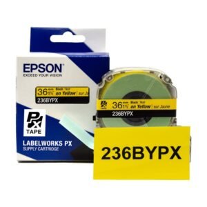 236BYPX — Epson LabelWorks 36mm 1-1/2" x 30' Black on Yellow PET Tape