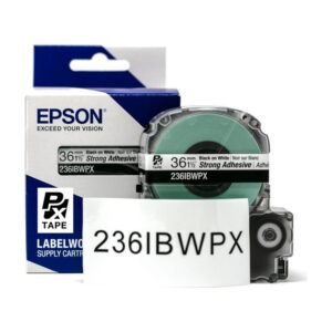 236IBWPX — Epson LabelWorks 36mm 1-1/2" x 30' Black on White PET Tape Strong Adhesive