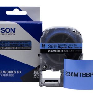 236MTBBPX-4.9 — Epson LabelWorks 36mm 1-1/2" x 4.92' Black on Blue Magnet Tape