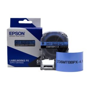 236MTBBPX-4.9 — Epson LabelWorks 36mm 1-1/2" x 4.92' Black on Blue Magnet Tape