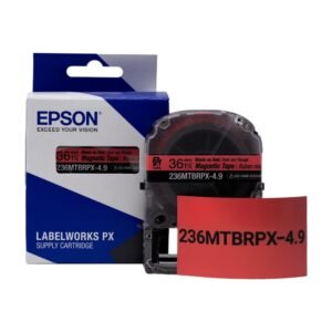236MTBRPX-4.9 — Epson LabelWorks 36mm 1-1/2" x 4.92' Black on Red Magnet Tape