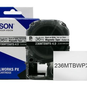 236MTBWPX-4.9 — Epson LabelWorks 36mm 1-1/2" x 4.92' Black on White Magnet Tape