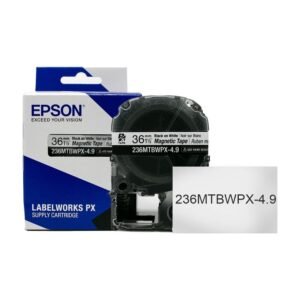 236MTBWPX-4.9 — Epson LabelWorks 36mm 1-1/2" x 4.92' Black on White Magnet Tape