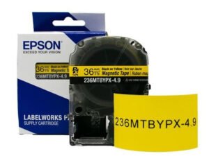 236MTBYPX-4.9 — Epson LabelWorks 36mm 1-1/2" x 4.92' Black on Yellow Magnet Tape