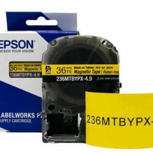 236MTBYPX-4.9 — Epson LabelWorks 36mm 1-1/2" x 4.92' Black on Yellow Magnet Tape