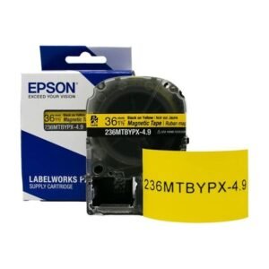 236MTBYPX-4.9 — Epson LabelWorks 36mm 1-1/2" x 4.92' Black on Yellow Magnet Tape