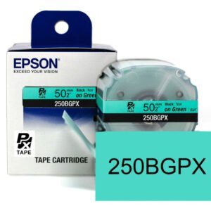 250BGPX — Epson LabelWorks 50mm 2" x 26.2' Black on Green PET Tape 8M
