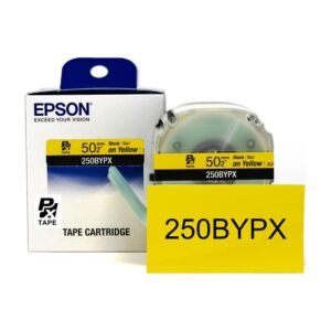 250BYPX** — Epson LabelWorks 50mm 2" x 26.2' Black on Yellow PET Tape 8M