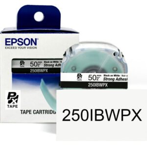 250IBWPX — Epson LabelWorks 50mm 2" x 26.2' Black on White PET Tape Strong Adhesive 8M