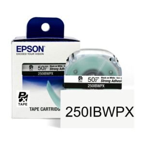 250IBWPX — Epson LabelWorks 50mm 2" x 26.2' Black on White PET Tape Strong Adhesive 8M