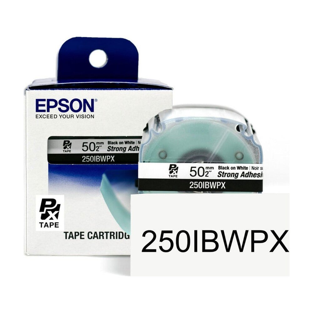 250IBWPX — Epson LabelWorks 50mm 2" x 26.2' Black on White PET Tape Strong Adhesive 8M