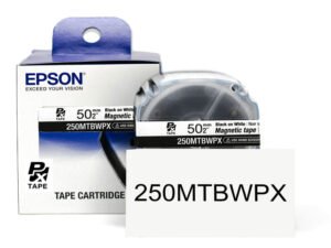 250MTBWPX — Epson LabelWorks 50mm 2" x 4.9' Black on White Magnet Tape 1.5M