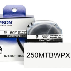 250MTBWPX — Epson LabelWorks 50mm 2" x 4.9' Black on White Magnet Tape 1.5M