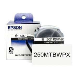 250MTBWPX — Epson LabelWorks 50mm 2" x 4.9' Black on White Magnet Tape 1.5M