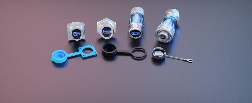 DH-24-J/USB3/213/SX-43-401, DH-24 USB 2.0/3.0 Socket (Panel Mount) Waterproof Connector