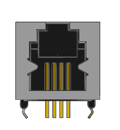 MR-962130 (4P4C) Shielded, Receptacle, DIP, Modular Jack