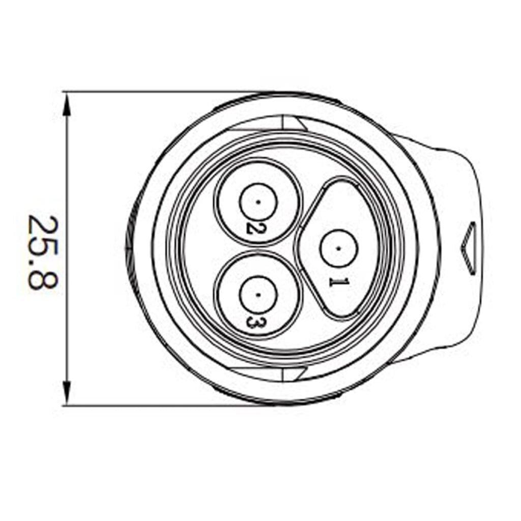 BD-24-C03PE-22-001, 3-Pin Plastic Male Cable Mount Waterproof Connector