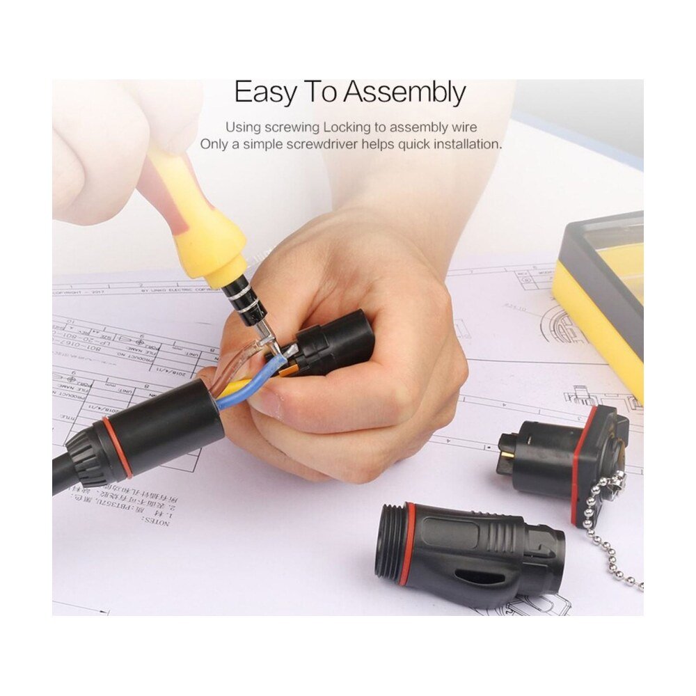 BD-24-C03PE-22-001, 3-Pin Plastic Male Cable Mount Waterproof Connector