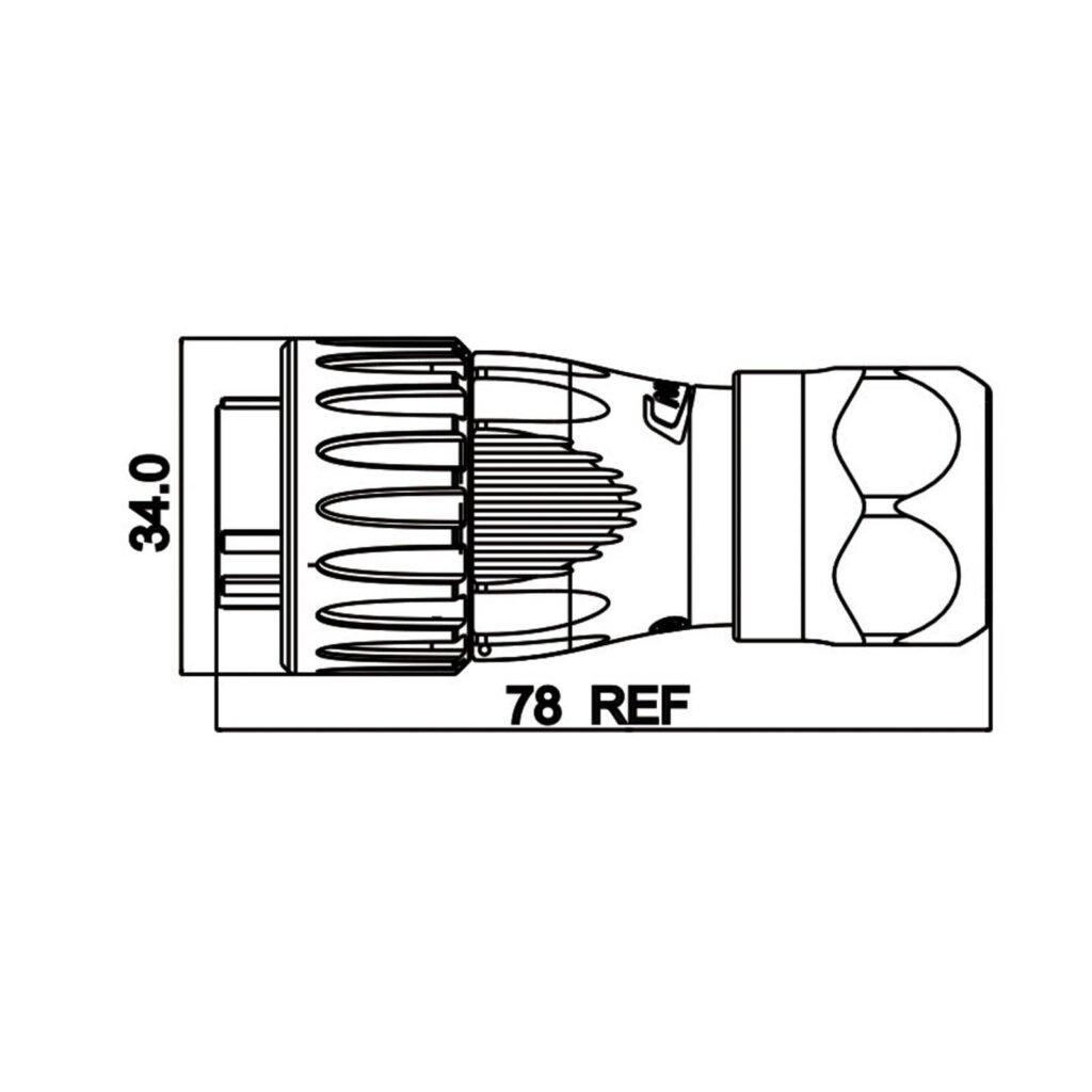DH-24-C03PE-03-001, 3-Pin Male Cable Mount Waterproof Connector