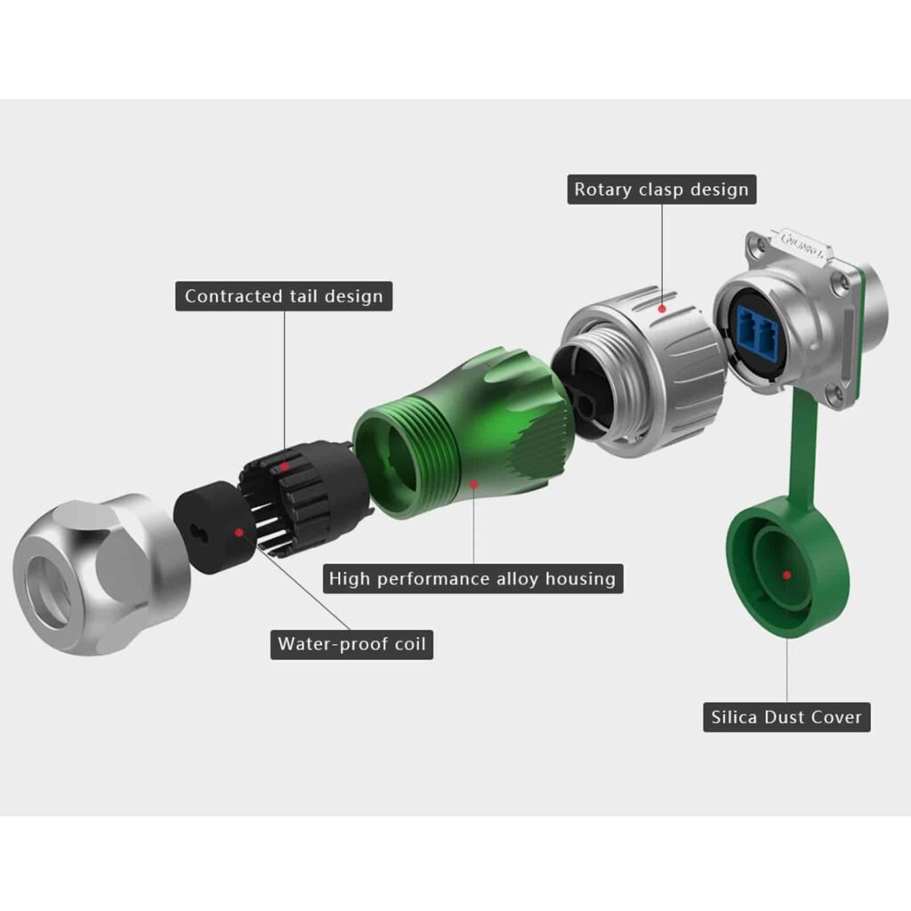 DH-24-J/LC/213/SX-43-401, DH-24 Fiber Optic (LC) Socket (Panel Mount) Waterproof Connector