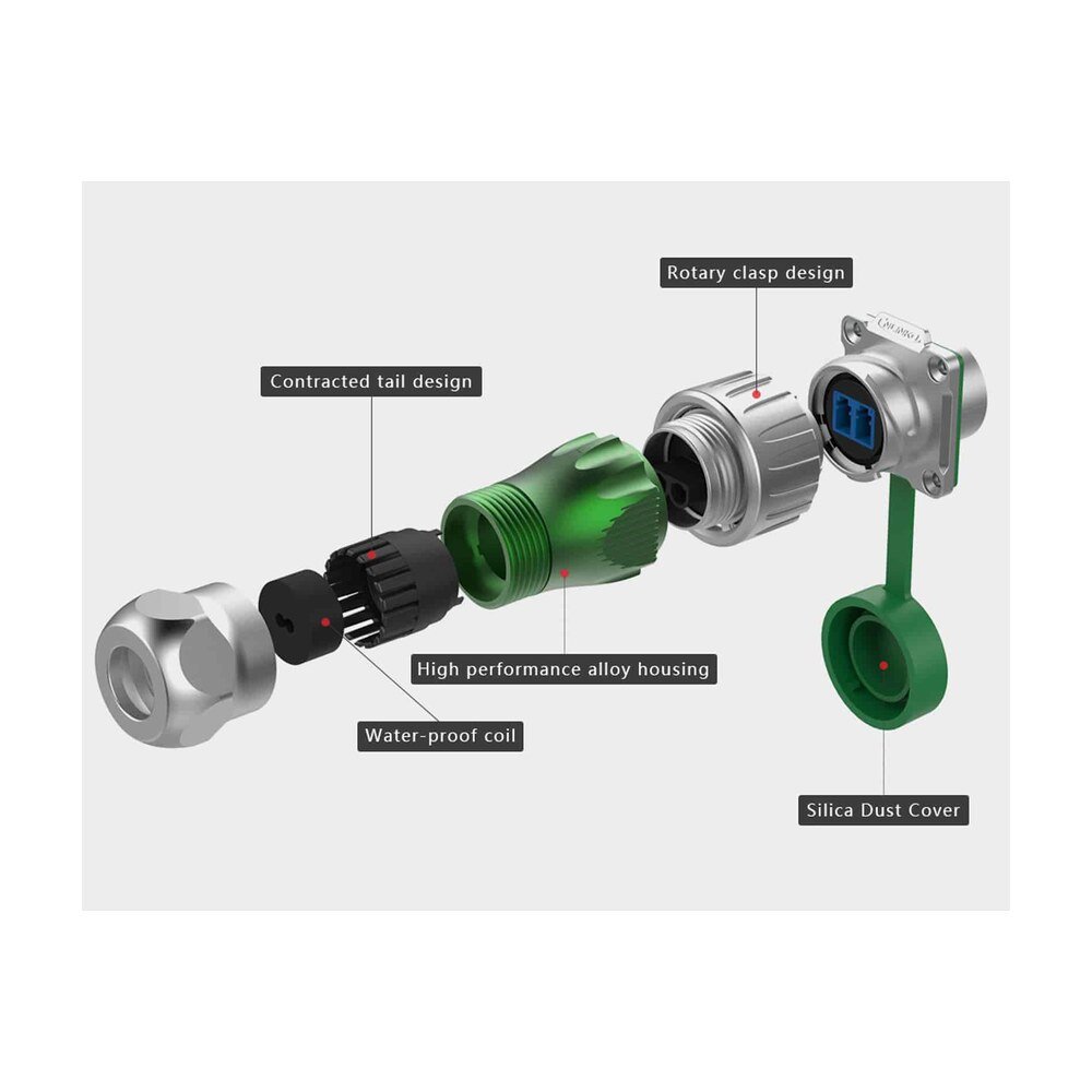 DH-24-J/LC/213/SX-43-401, DH-24 Fiber Optic (LC) Socket (Panel Mount) Waterproof Connector