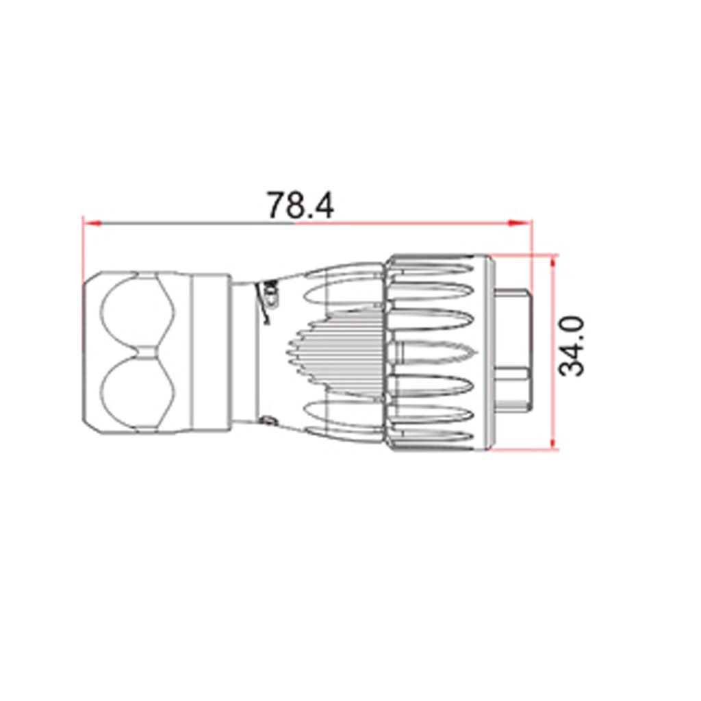 DH-24-C/RJ45/015/PE-43-001, DH-24 RJ45 Ethernet Plug (Cable Mount) Waterproof Connector