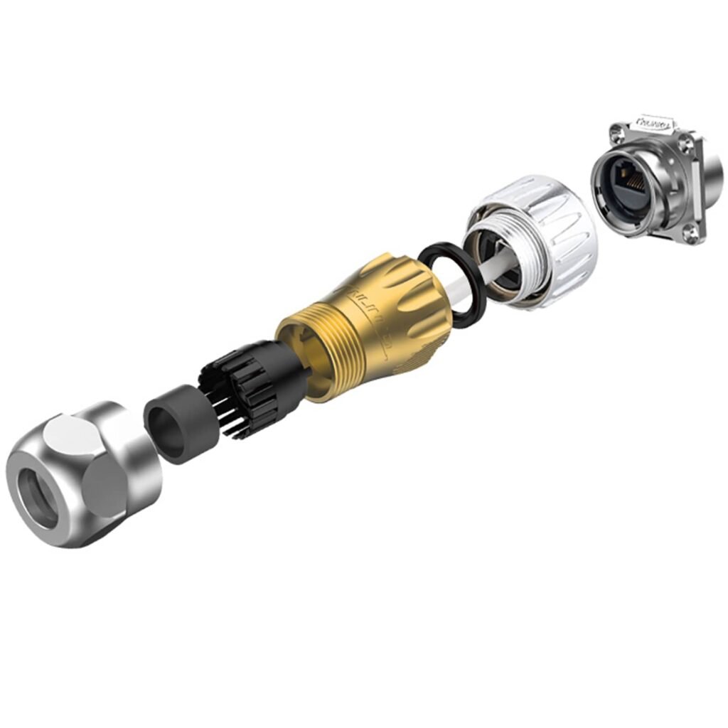 DH-24-C/RJ45/015/PE-43-001, DH-24 RJ45 Ethernet Plug (Cable Mount) Waterproof Connector
