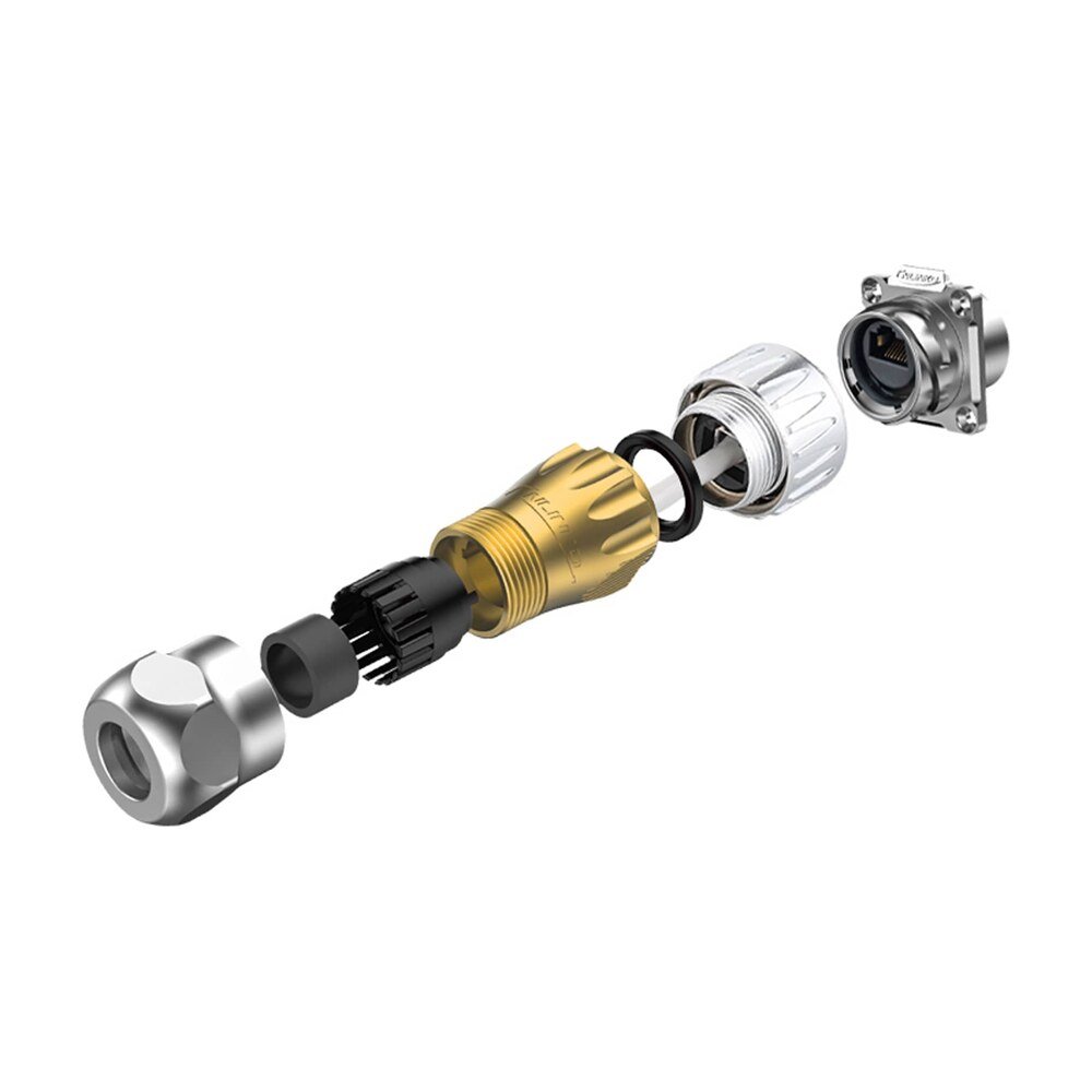 DH-24-C/RJ45/015/PE-43-001, DH-24 RJ45 Ethernet Plug (Cable Mount) Waterproof Connector