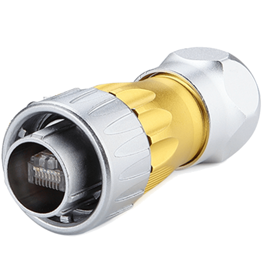 DH-24-C/RJ45/015/PE-43-001, DH-24 RJ45 Ethernet Plug (Cable Mount) Waterproof Connector