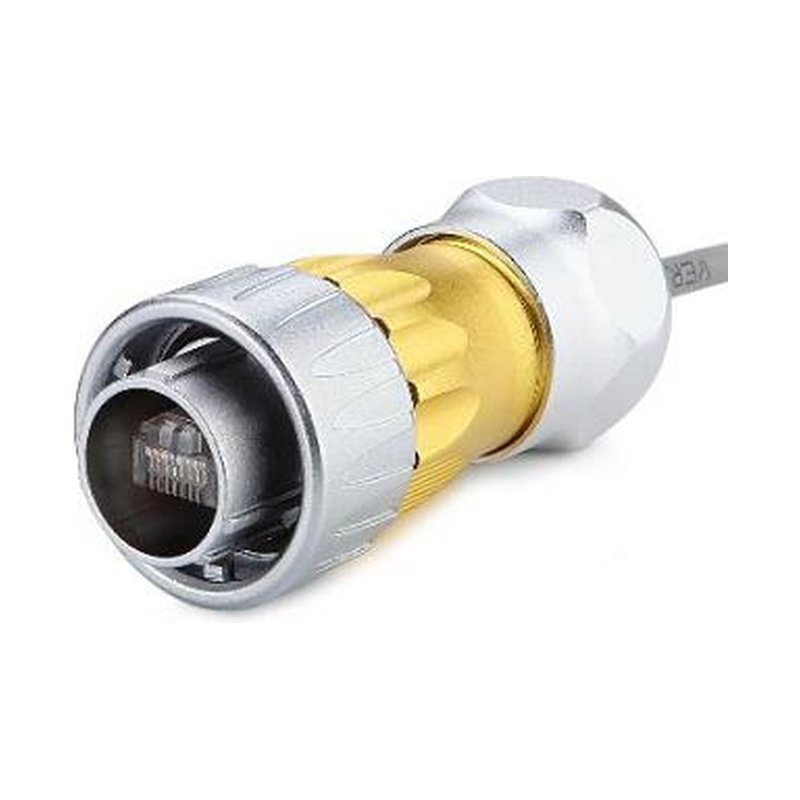 DH-24-C/RJ45/015/PE-43-001, DH-24 RJ45 Ethernet Plug (Cable Mount) Waterproof Connector