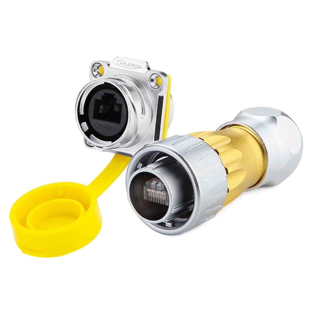 DH-24-C/RJ45/015/PE-43-001, DH-24 RJ45 Ethernet Plug (Cable Mount) Waterproof Connector