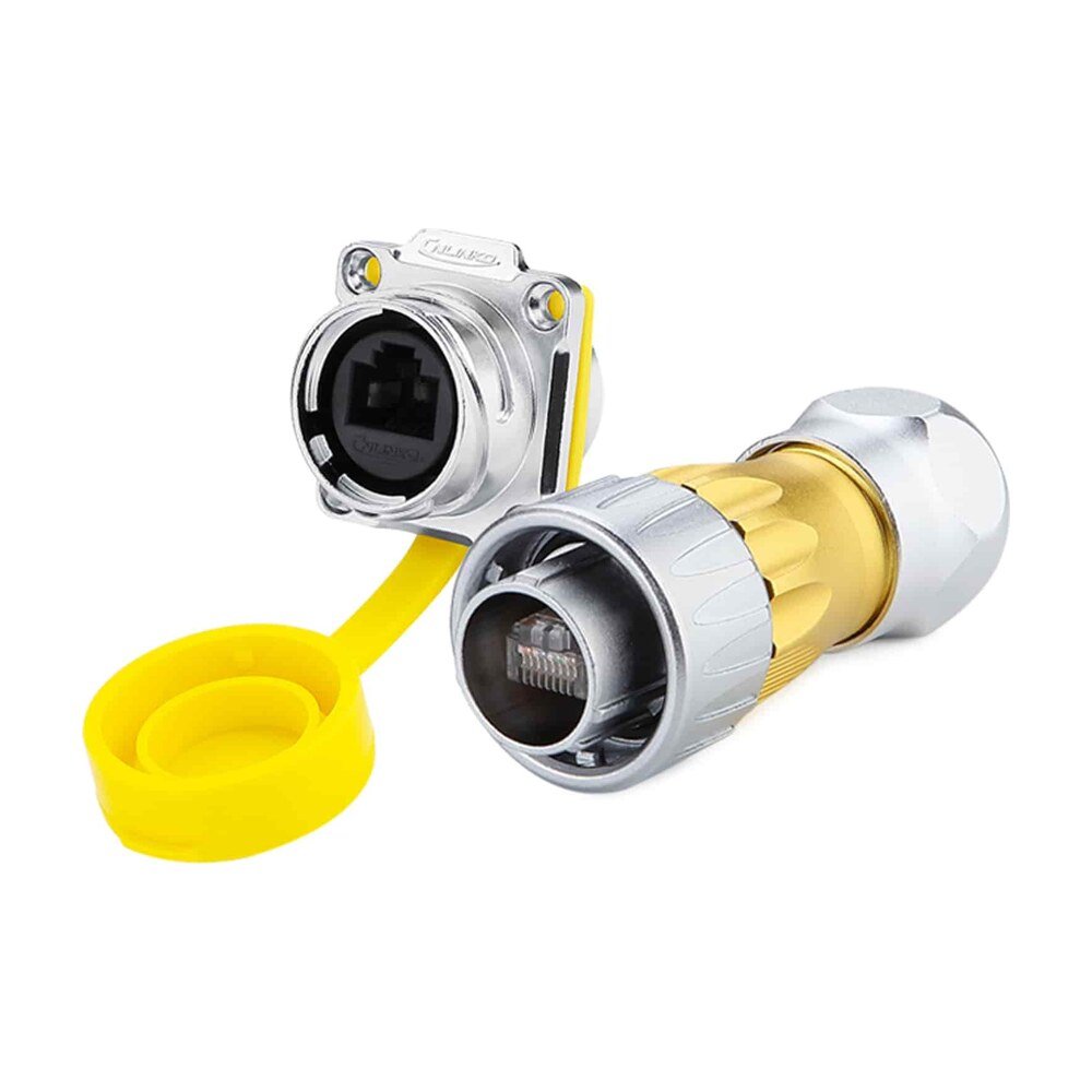 DH-24-C/RJ45/015/PE-43-001, DH-24 RJ45 Ethernet Plug (Cable Mount) Waterproof Connector