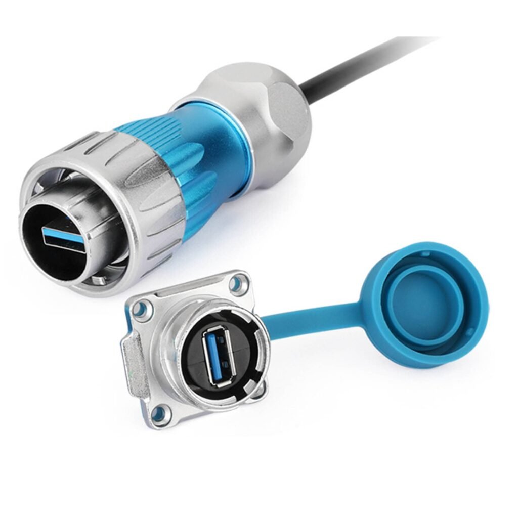 DH-24-J/USB3/213/SX-43-401, DH-24 USB 2.0/3.0 Socket (Panel Mount) Waterproof Connector