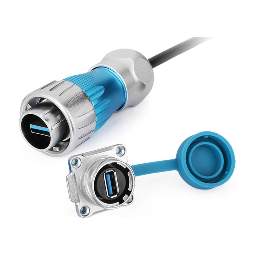 DH-24-J/USB3/213/SX-43-401, DH-24 USB 2.0/3.0 Socket (Panel Mount) Waterproof Connector