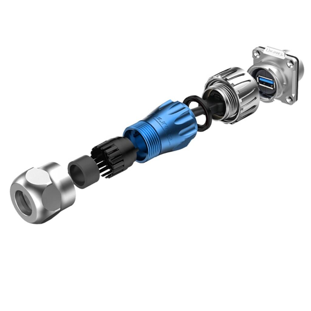 DH-24-J/USB3/213/SX-43-401, DH-24 USB 2.0/3.0 Socket (Panel Mount) Waterproof Connector