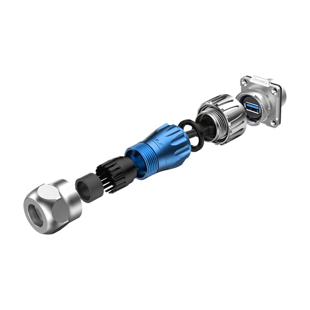 DH-24-J/USB3/213/SX-43-401, DH-24 USB 2.0/3.0 Socket (Panel Mount) Waterproof Connector