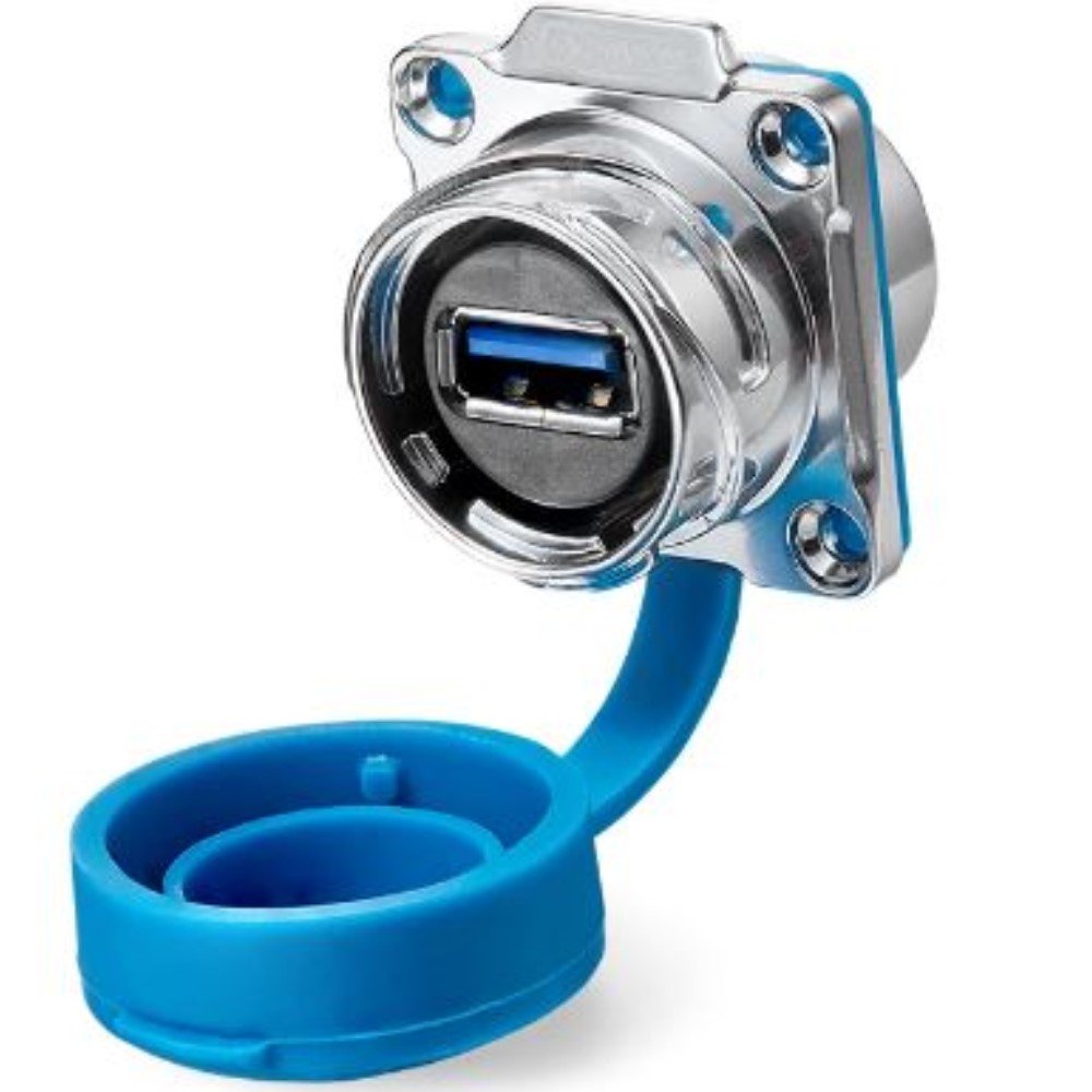 DH-24-J/USB3/213/SX-43-401, DH-24 USB 2.0/3.0 Socket (Panel Mount) Waterproof Connector