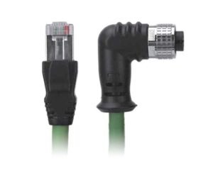 M12 Female Right Angle to RJ45 Cable, M12 8Pin A-Coded, Foil Shield, IP67/IP68